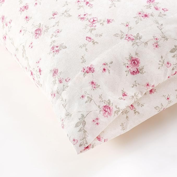 Modern Threads 4-Piece Ultra Soft Microfiber Bed Sheets Set, Wrinkle Free Sheets with Deep Pockets Fitted Sheet, Flat Sheet & Pillowcases, Lightweight Breathable Bedding, Floral Rose, Queen