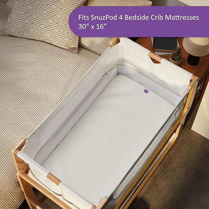 Snuz - Baby Crib Waterproof Mattress Protector for Night Time Accidents, Super Soft and Absorbent Cotton Pad, Hypoallergenic, Machine Washable (30 x 16”)