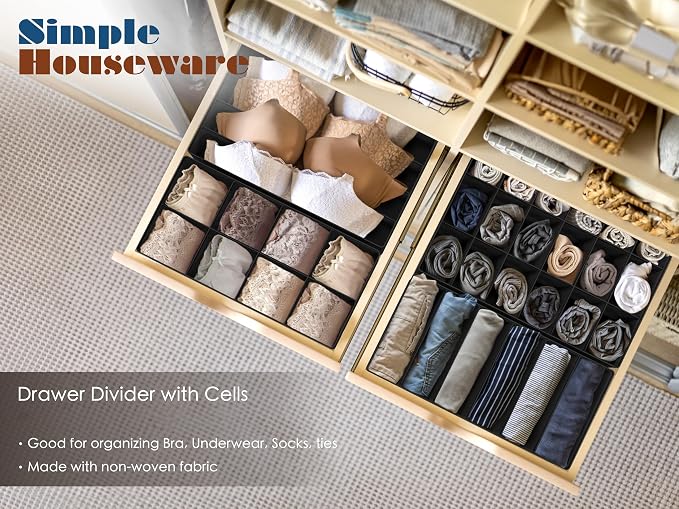 Simple Houseware Closet Underwear Organizer Drawer Divider Assorted 7 Pieces, Black - Image 4