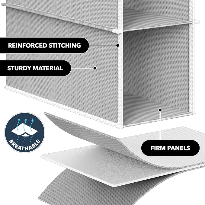 Simple Houseware 10 Shelves Hanging Shoes Organizer Holder for Closet, Grey - Image 4