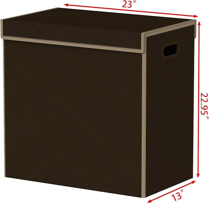 Simple Houseware Double Laundry Hamper with Lid and Removable Laundry Bags, Brown - Image 7