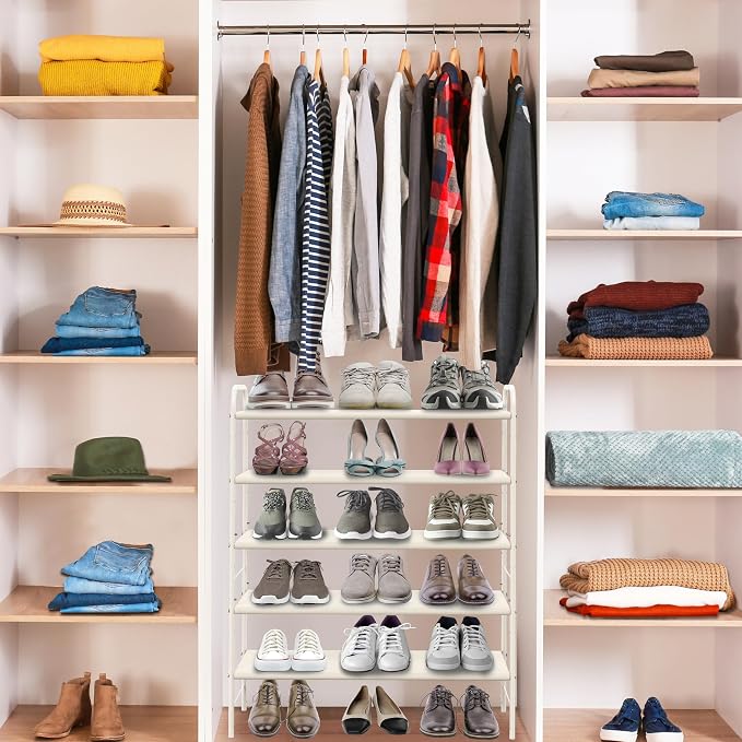 SIMPLE HOUSEWARE 5-Tier Shoe Rack Storage Organizer, White - Image 5