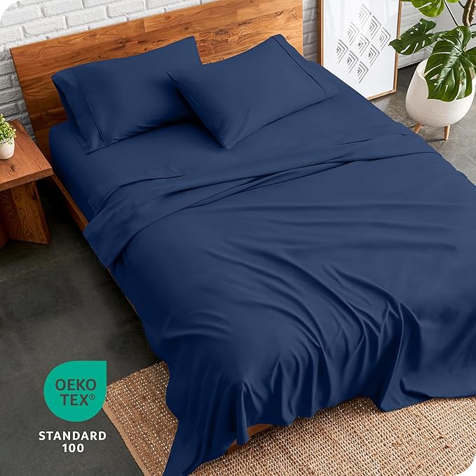 Bare Home King Sheet Set - 1800 Ultra-Soft Microfiber King Bed Sheets - Double Brushed - Deep Pockets - Easy Fit - 4 Piece Set - Bedding Sheets & Pillowcases (King, Dark Blue)