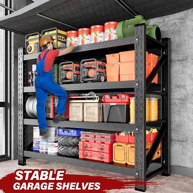 2000LBS Heavy Duty Garage Shelving Units,40" Wide & Deep Storage Shelves,Metal Garage Shelves,Large Storage Rack,Steel Shelf,Industrial Shelving for Shop,Warehouse,Basement,40" W x 20" D x 60" H - Image 5