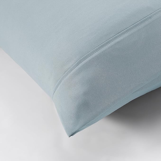 Modern Threads Soft Microfiber Solid Sheets - Luxurious Microfiber Bed Sheets - Includes Flat Sheet, Fitted Sheet with Deep Pockets, & Pillowcases Blue Mist King