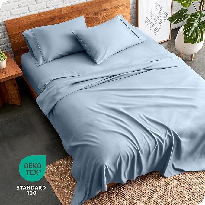 Bare Home Twin XL Sheet Set - 1800 Ultra-Soft Microfiber Twin Extra Long Bed Sheets - Double Brushed - Deep Pockets - Easy Fit - 3 Piece Set - Bedding Sheets & Pillowcases (Twin XL, Dusty Blue)