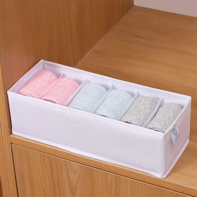 Qozary 3 Pack Sock Underwear Drawer Organizer Dividers, Collapsible Cabinet Closet Storage Boxes for Clothes, Socks, Lingerie, Underwear, Tie, Belt, Baby, Bedroom - Image 5