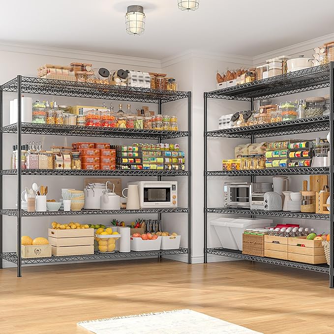 REIBII 55.5" W Storage Shelves 3200LBS Wire Shelving Unit 5 Tier Metal Shelving Heavy Duty Garage Shelving Metal Shelves for Storage Rack Adjustable Pantry Shelf, 55.5" W X 18''D X 71" H, 3PCS - Image 5
