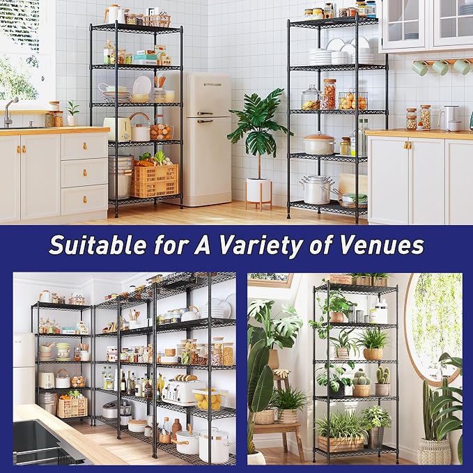 Romorgniz 5-Tier Shelf 1010LBS Storage Shelves Adjustable Wire Shelving Metal Shelving Unit Storage Rack for Kitchen Pantry Closet Laundry School Commercial 59.4" Hx21.5 W x13.6 D - Image 9