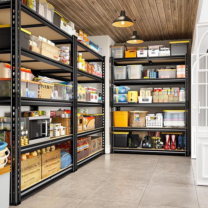 REIBII 2400LBS Garage Shelving Heavy Duty 5 Tier Storage Shelves Adjustable Garage Shelves, Utility Rack Shelf, Shelving Units for Storage Warehouse Pantry Closet, 35.5" W x 11.9" D x 72" H, 2 Pack - Image 2