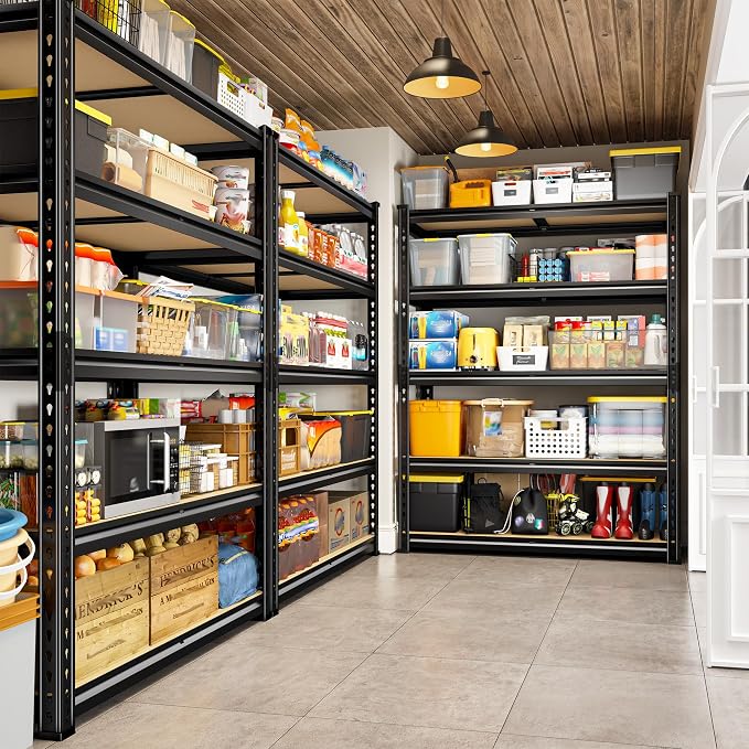 REIBII 2400LBS Storage Shelves 5 Tier Garage Shelving Heavy Duty Adjustable Garage Shelves, Utility Rack Shelf, Shelving Units for Storage Warehouse Pantry Closet, 35.5" W x 11.9" D x 72" H, 3 Pack - Image 2