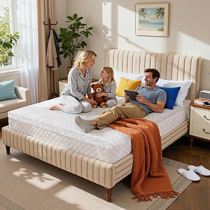 SyMax Memory Foam Mattress Topper, Gel Infused Foam Topper, Breathable Bed Topper with Cover, Pressure Relieving, CertiPUR-US Certified, 3 Inch(Grey Cover), Full Size