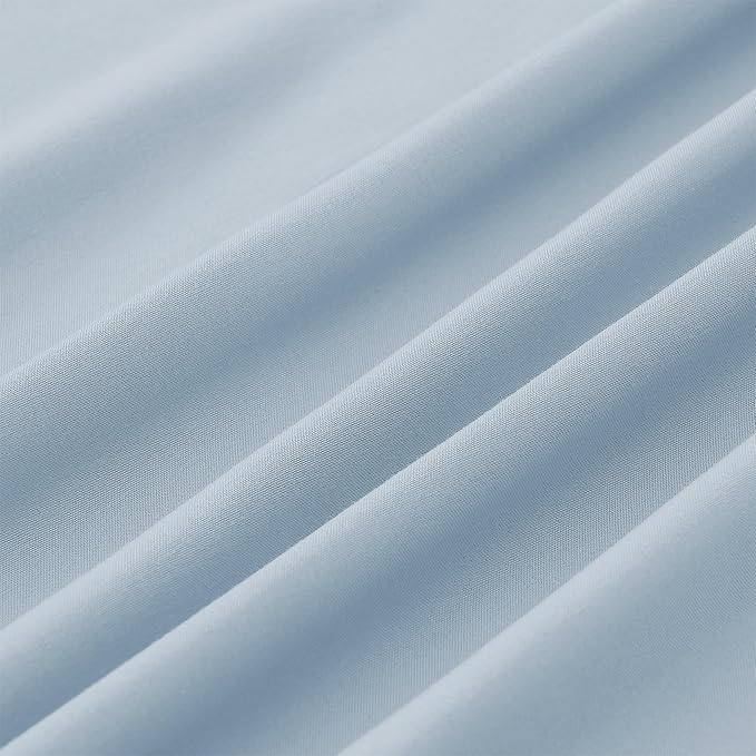 Modern Threads Soft Microfiber Solid Sheets - Luxurious Microfiber Bed Sheets - Includes Flat Sheet, Fitted Sheet with Deep Pockets, & Pillowcases Blue Mist Queen