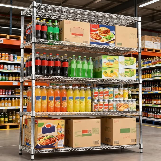 M MZG 5 Tiers Shelf 3300 lbs Steel Storage Shelving Utility Shelving Unit Steel Organizer Wire Rack for Home,Kitchen,Office,Garage Chrome 17.7" D x 47.2" W x 70.3" H - Image 5