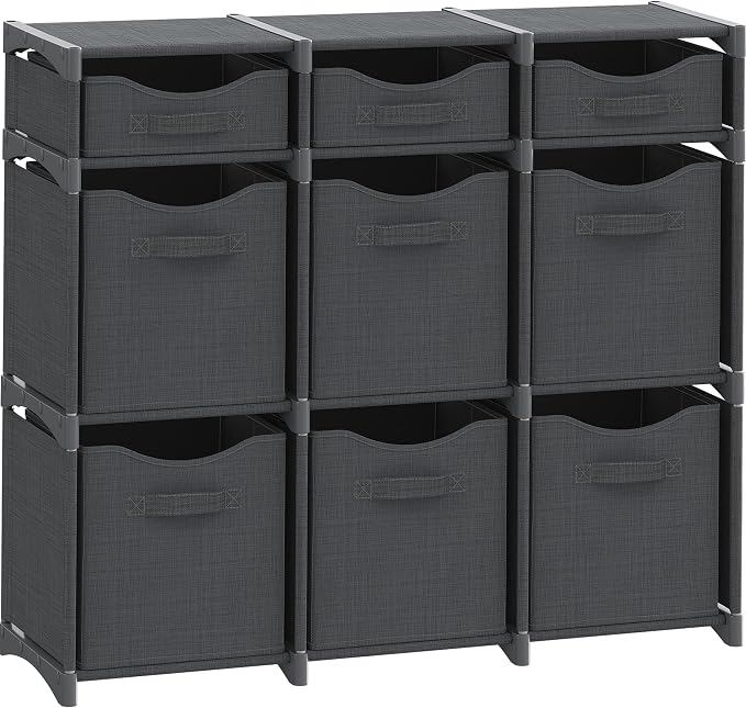 Cube Storage Organizer with Storage Bins Included - The Perfect Closet Organizers and Storage Solution. Includes 9 Storage Cubes, Great For Toy Storage, Closet Storage, Clothes Storage (Dark Grey) by Neaterize