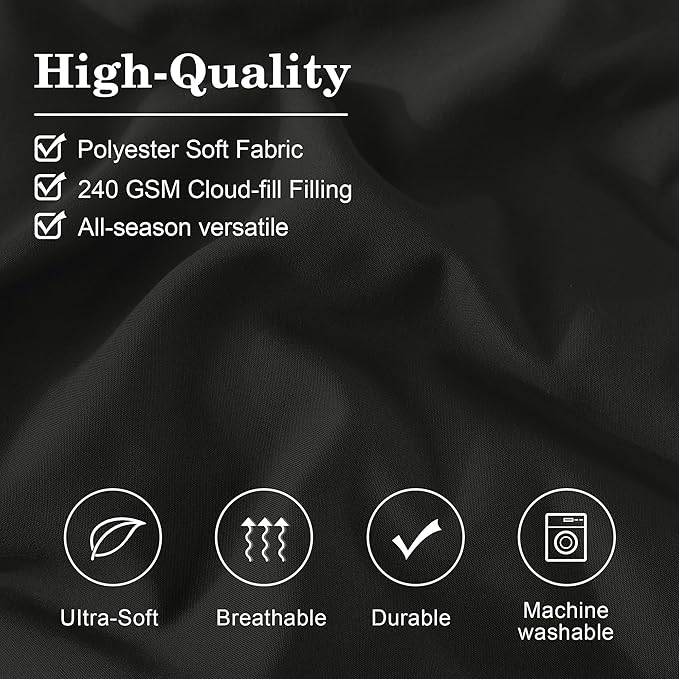 Monbix King Size Comforter Set - 7 Pieces Bed in a Bag King, Black Bedding Sets with Comforter, All Seasons Comforter Bed Set with Sheets, Pillowcases & Shams