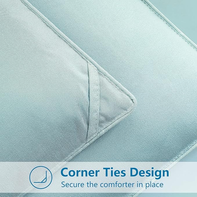 EASELAND Twin Size Down Alternative Comforter - Quilted Duvet Insert for All Seasons, Soft Lightweight with Corner Tabs, Summer Winter Warm Bedding, Aqua 64×88 Inches