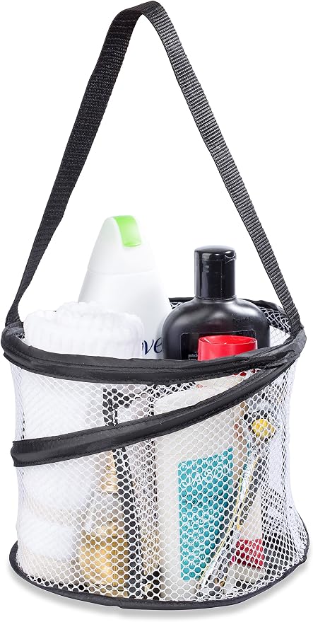 Handy Laundry Mesh Shower Caddy – Portable Hanging Organizer with Handle, Quick Dry, Large Compartments, Foldable Tote for Dorm Room, College, Gym, Travel, Bathroom Essentials, Black by Handy+Laundry