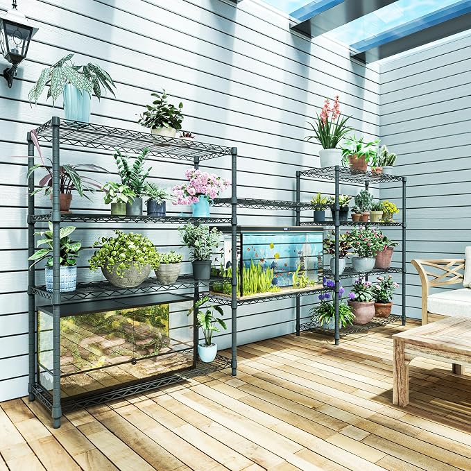 IZEUK Outdoor Metal Storage Shelving Unit, 4-Tier Heavy Duty Wire Rack Organizer with Rust-Resistant and Corrosion-Proof Coating (Grey, 17.7" D x 47.24" W x 59" H) - Image 6