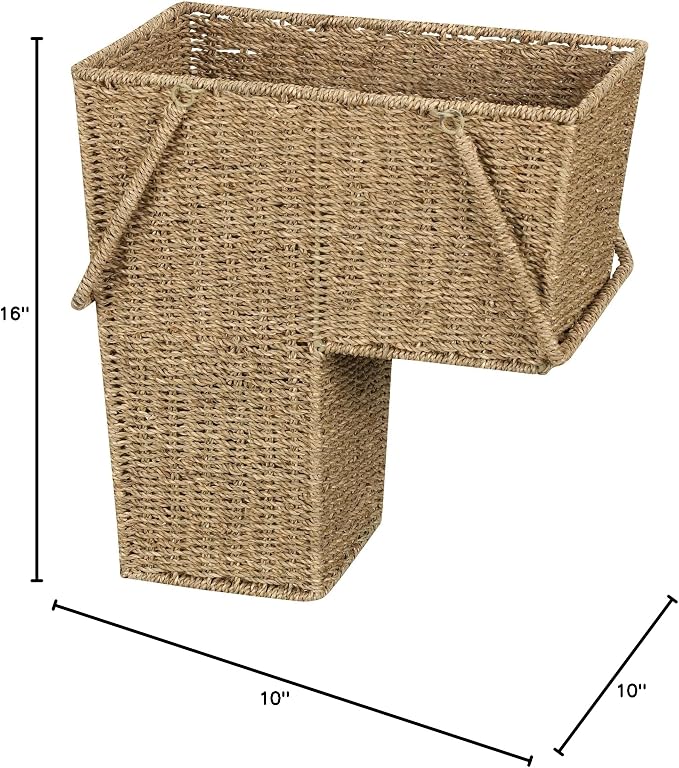 Household Essentials Wicker Stair Basket with Handles, Handwoven Seagrass, Natural - Image 10