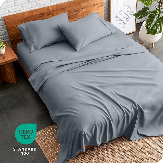 Bare Home Full Sheet Set - 1800 Ultra-Soft Microfiber Full Bed Sheets - Double Brushed - Deep Pockets - Easy Fit - 4 Piece Set - Bedding Sheets & Pillowcases (Full, Steel Blue)