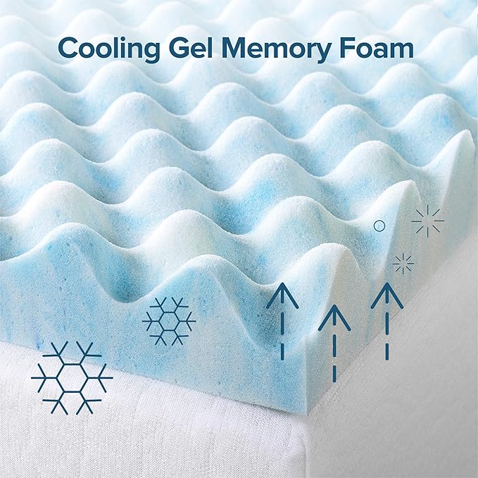 ZINUS 1.5/2/3/4-inch Swirl Gel Cooling Memory Foam Mattress Topper, Cooling Airflow Design, CertiPUR-US Certified (2 in, Full)