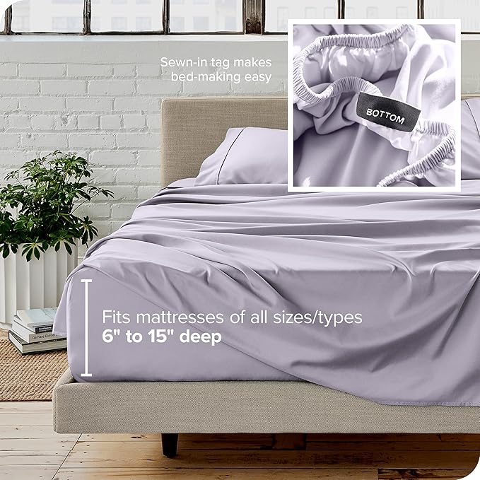 Bare Home Full Sheet Set - 1800 Ultra-Soft Microfiber Full Bed Sheets - Double Brushed - Deep Pockets - Easy Fit - 4 Piece Set - Bedding Sheets & Pillowcases (Full, Light Lavender)