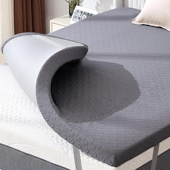 BDEUS 3 Inch Memory Foam Mattress Topper Twin XL Size for College Dorm Room, Soft Mattress Pad for Back Pain Relief, Bed Topper with Dark Grey Cover, CertiPUR-US Certified