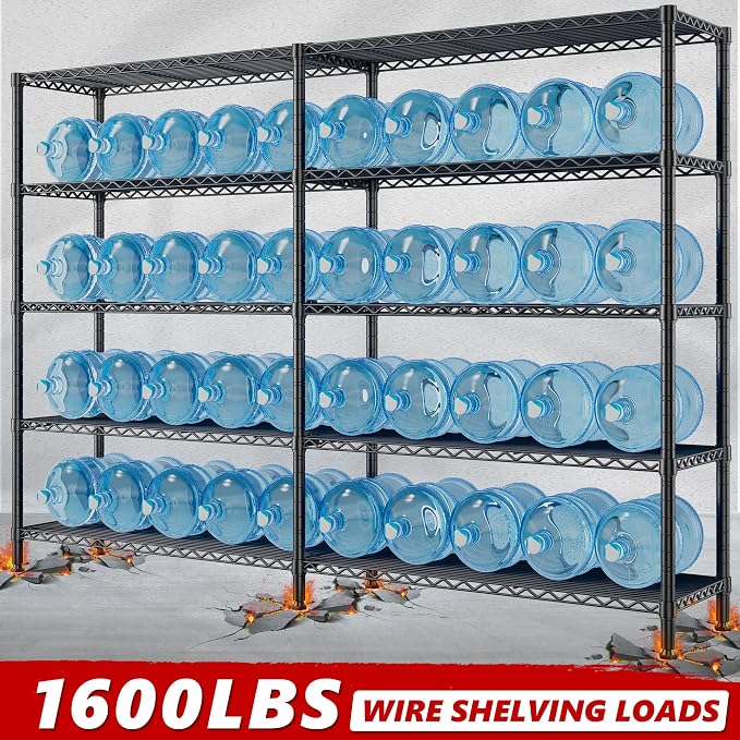 REIBII 70" W Storage Shelves Load 1600LBS,Metal Shelving 5-Tier Wire Shelving Unit Garage Shelving for Storage Adjustable Metal Shelves for Pantry Kitchen Garage Commercial, 70" W*15.8" D*72.4" H - Image 6