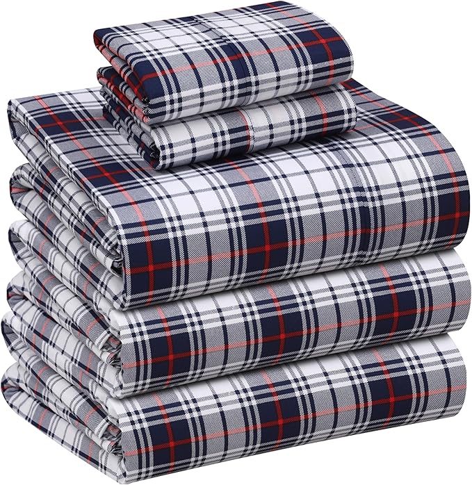 RUVANTI 100% Cotton Sheets – Split King Size Percale Bedding, Cooling & Breathable Floral Design, Durable with a Crisp, Soft & Comfortable Feel, 16" Deep Pocket, 5-Piece Set, Prussian