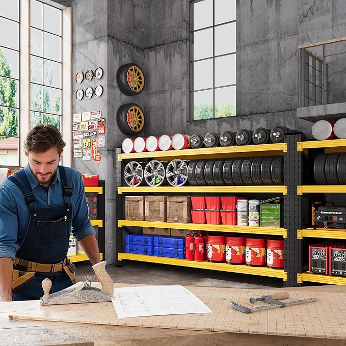 71”W Garage Shelving Units, 5000LBS Storage Shelves Heavy Duty, 24" Deep Metal Shelving Rack, 4 Tier Large Tall Industrial Shelving , Adjustable Standing Shelf for Warehouse / Shop 71"W x 24"D x 70"H - Image 3