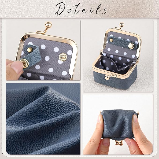 Zivyes Mini Jewelry Box Travel Small Coin Purse Organizer Case Genuine Leather Tiny Size (Light Blue) - Image 5