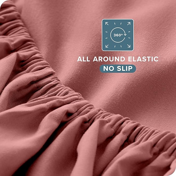 Bare Home Twin XL Sheet Set - 1800 Ultra-Soft Microfiber Twin Extra Long Bed Sheets - Double Brushed - Deep Pockets - Easy Fit - 3 Piece Set - Bedding Sheets & Pillowcases (Twin XL, Dusty Rose)