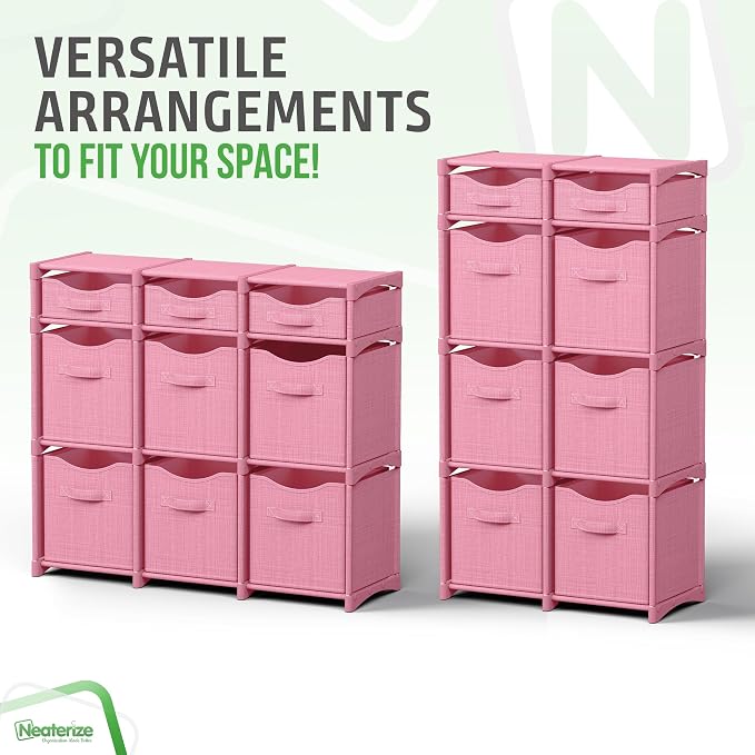 Cube Storage Organizer with Storage Bins Included - The Perfect Closet Organizers and Storage Solution. Includes 9 Storage Cubes, Great For Toy Storage, Closet Storage, Clothes Storage (Pink) - Image 5
