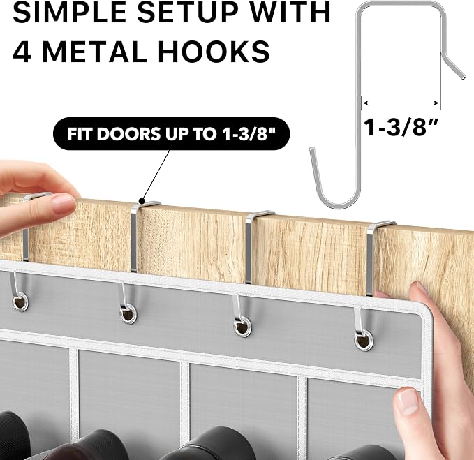 Simple Houseware 24 Pockets - Crystal Clear Over The Door Hanging Shoe Organizer, Gray (64'' x 19'') - Image 3