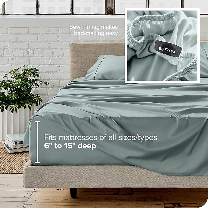 Bare Home Full Sheet Set - 1800 Ultra-Soft Microfiber Full Bed Sheets - Double Brushed - Deep Pockets - Easy Fit - 4 Piece Set - Bedding Sheets & Pillowcases (Full, Sea Spray)