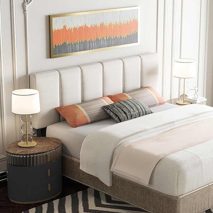 HAOBO Home Upholstered Headboards Foldable Queen/Full Linen Panels with Height Adjustments