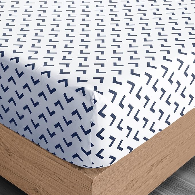 Utopia Bedding Queen Sheet Set, Soft Microfiber 4 Piece Bed Sheets with 15" Deep Pocket - Easy Care Brushed Microfiber (Arrows - Navy)