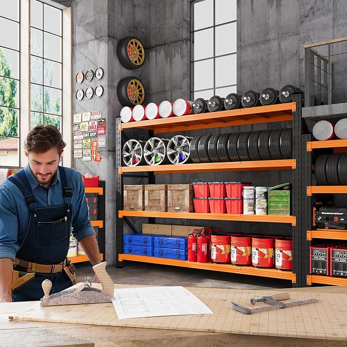 Storage Shelves Heavy Duty, 7000LBS Metal Garage Shelving 24” Deep Storage Rack Shelf, Steel Tall Industrial Shelving, 4 Tier Adjustable Standing Shelf for Warehouse/Shop 79" W x 24" D x 79" H - Image 3