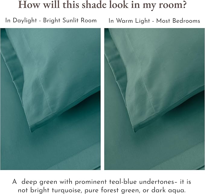 California Design Den Natural 100% Cotton Bed Sheets Full Size Bed Set with Deep Pockets - Soft Sateen Weave, Durable Sheets Teal (Deep Tone)