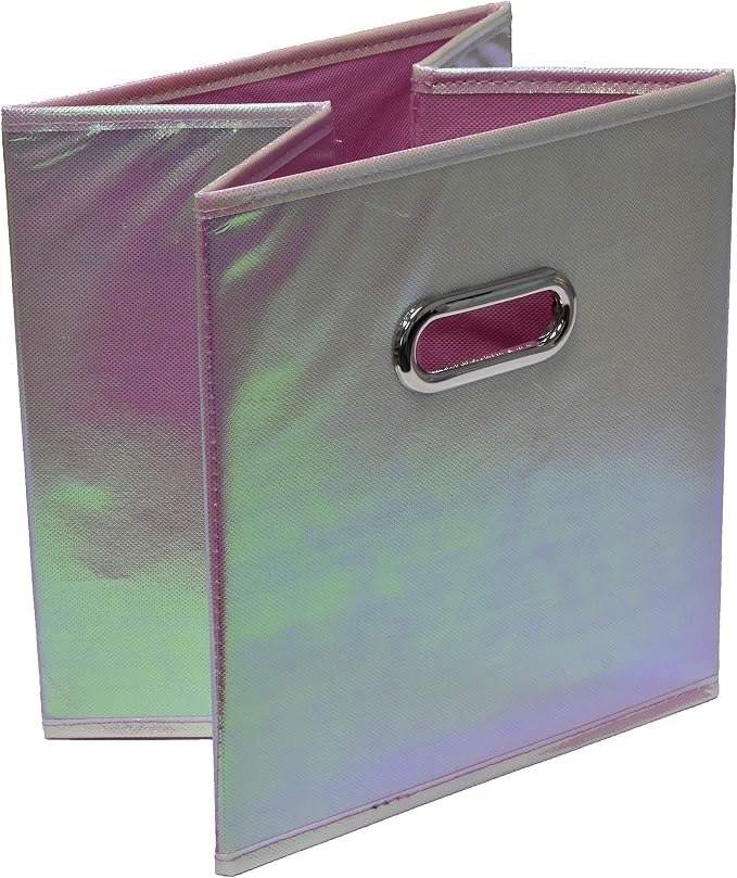 Handy Laundry 6-Pack Foldable Cube Storage Bins – Decorative Collapsible Organizer for Shelves, Closets, Underbed, Clothes, or Kids’ Toys (Shiny Pink) - Image 5