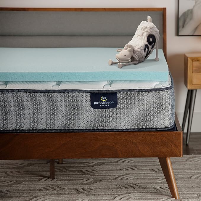 Serta ThermaGel Cooling, Pressure-Relieving Memory Foam Mattress Topper, 2 Inch, King, Made in The USA