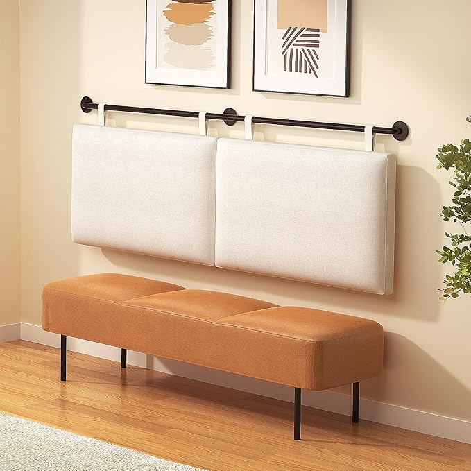 BSHOMGI Headboards Queen Size Bed Headboard Wall Mounted Headboards for Bed with Linen Upholstery Cabeceras De Cama Hanging Headboard for Bedroom (Beige, Queen)