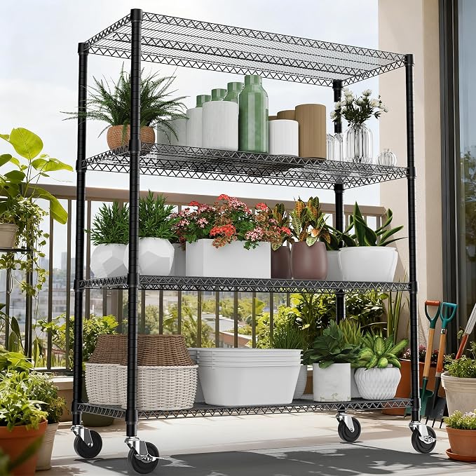 M MZG 2640LBS 53.1" W 4 Tiers Shelf Steel Storage Shelves Shelving Unit Steel Organizer Wire Rack for Home,Kitchen,Office,Garage Black 23.6" D x 53.1" W x 73.6" H - Image 2