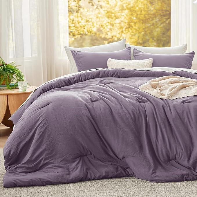 Bedsure Super King Comforter Set, Grayish Purple Soft Prewashed Bedding for All Seasons, 3 Pieces GentleSoft™ Bed Set, 1 Lightweight Comforter (120"x120") and 2 Pillowcases (20"x36")