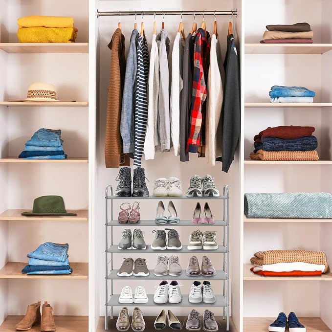 Simple Houseware 5-Tier Shoe Rack Storage Organizer, Grey - Image 5