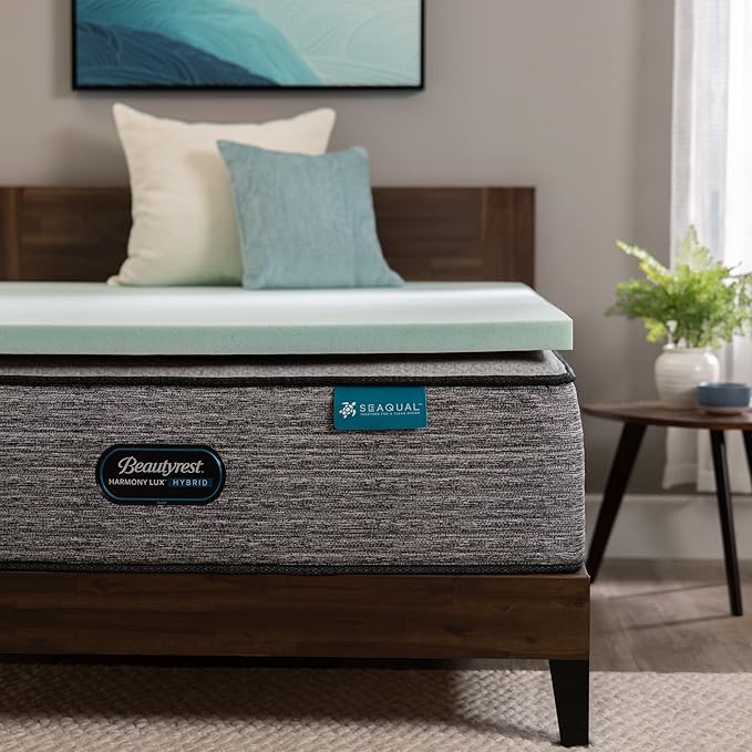 Beautyrest Thermagel Deluxe Cooling Pressure-Relieving Memory Foam Mattress Topper, King, 2-Inch Blue