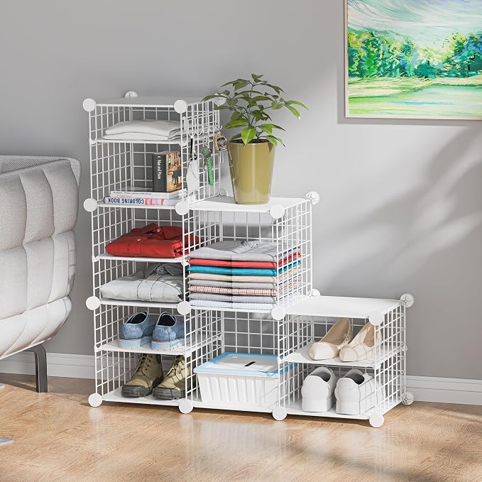 Wire Cube Storage Organizer, 6 Cubes Converted into 7 Cubes, Sturdy Metal Grids Storage Shelf Closet Shelving Units and Storage, Shelves for Bedroom LIvingroom Office - Image 2