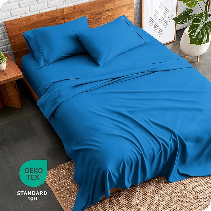 Bare Home Full Sheet Set - 1800 Ultra-Soft Microfiber Full Bed Sheets - Double Brushed - Deep Pockets - Easy Fit - 4 Piece Set - Bedding Sheets & Pillowcases (Full, Medium Blue)