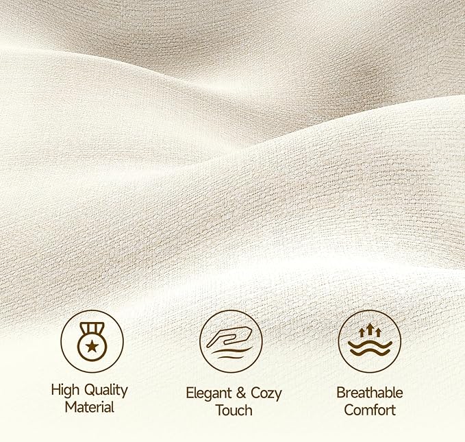 ONBRILL Queen Size Headboard with Storage, LED Light, Linen Vertical Wingback Headboard with Charging Station, Upholstered Head Board Queen w/High-Density Sponge Padding, 2 Storage Pockets, Off White